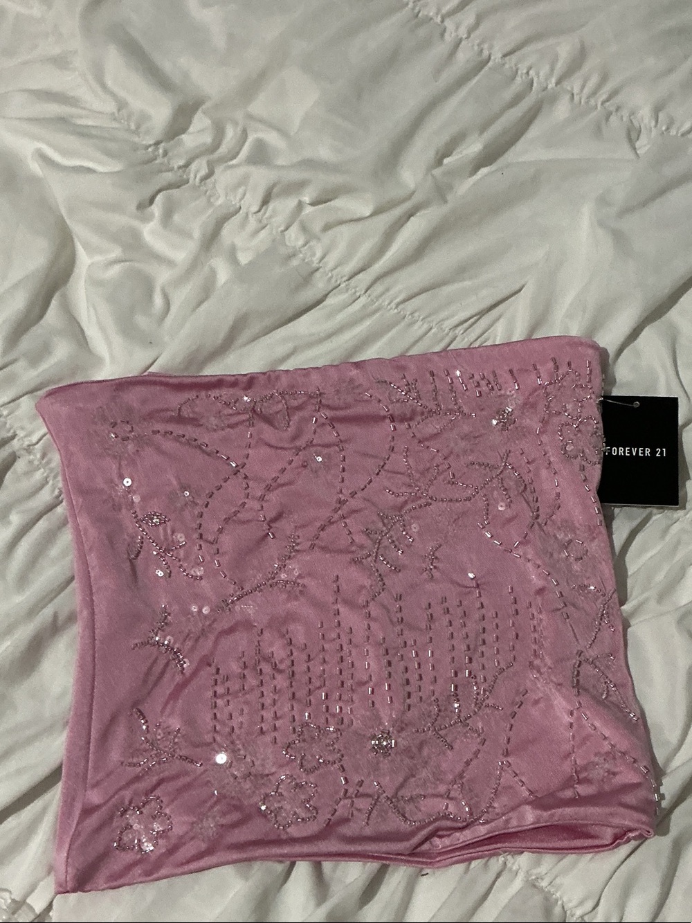 NWT Forever 21 Pink Sequin Embellished Tube Top